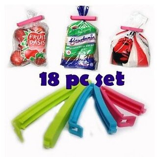 Kudos Multicolour Plastic Air Sealing Vacuum Food Clip - Pack of 18