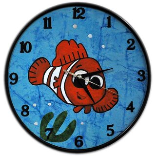 Purple Circle Nemo fish framed wall clock
