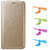 Snaptic Limited Edition Golden Leather Flip Cover for Lava X11 4G with OTG Mobile Fan