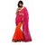 Bhuwal Fashion Orange Georgette Plain Saree With Blouse