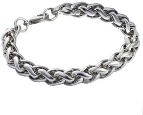 Men Style 6 mm Thickness And 9 inch Long High quality Rope  Silver Stainless Steel Round Bracelet For Men And Boys