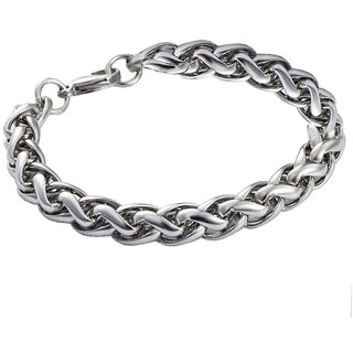 Men Style 6 mm Thickness And 9 inch Long High quality Rope  Silver Stainless Steel Round Bracelet For Men And Boys