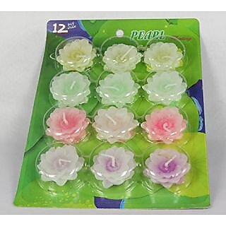 Multicolour Flower Floating Candle (Pack of 12) by Kapoor Creations