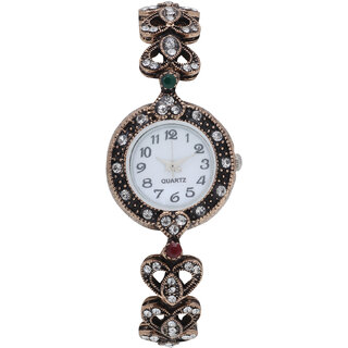                       Daily Deals Online Traditional Antique Finish Kundan Wrist Watch                                              