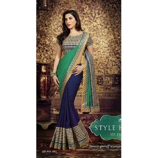                       Blue and Green designer saree for ladies                                              