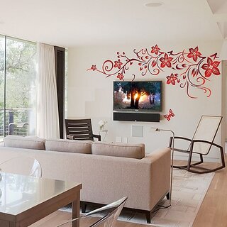                       Ay1702 Red Butterfly Nature Wall Sticker Jaamso Royals                                              
