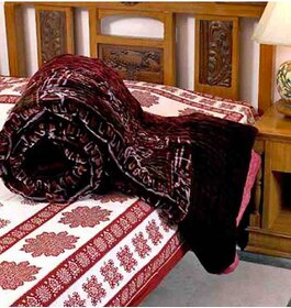Krg Enterprises Floral Double Quilts  Comforters Multicolor Jaipuri Razai Double Bed Quilt