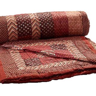                       Krg Enterprises Floral Double Quilts  Comforters Multicolor Jaipuri Razai Double Bed Quilt                                              