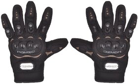 RMA-6001 Romic Leather Motorcycle Full Gloves (Black, Large)