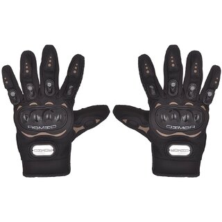 RMA-6001 Romic Leather Motorcycle Full Gloves (Black, Large)