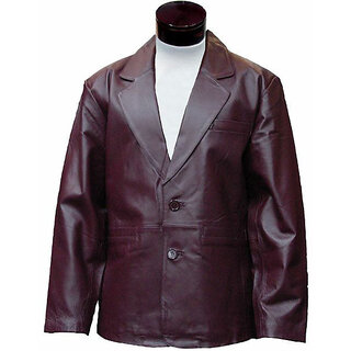                       Men's Brown Leather Regular Fit Biker Jacket - JG233                                              