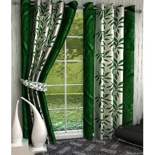 Styletex Set of 2 Long Door Eyelet Curtains Floral Light Green