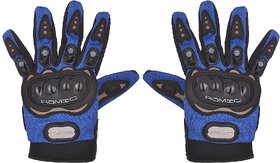RMA-6006 Romic Leather Motorcycle Full Gloves (Blue, XXL)