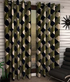 Styletex Set of 2 Door Eyelet Curtains Checks Green