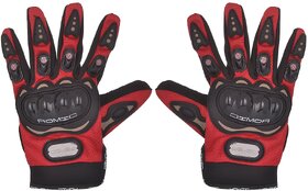RMA-6008 Romic Leather Motorcycle Full Gloves (Red, XL)