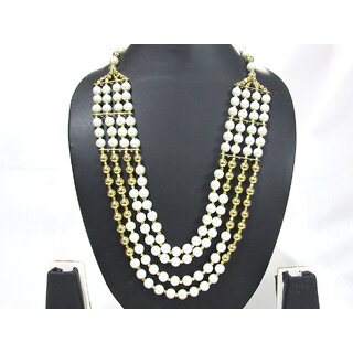                       Golden Ball Pearl 4 Line Necklace                                              