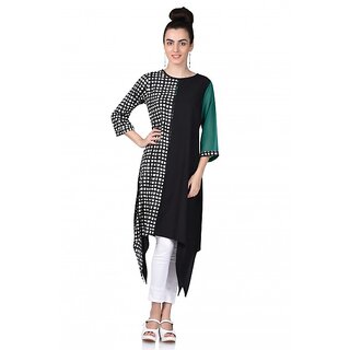 SUONI Crepe Green Black kurti for women