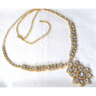                       White Stone Flower Waist Belt                                              
