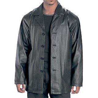                       Men's Black Leather Regular Fit Biker Jacket - 100 Genuine JG306                                              