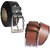 Sunshopping mens black and brown Leatherite needle pin point buckle belts (Combo)