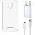 Soft Transparent Back Cover for Vivo V1 Max with USB Travel Charger