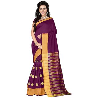 Bhuwal Fashion Pink Polycotton Embroidered Saree With Blouse