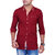 La Milano Maroon Button Down Full sleeves Solid/Plain Casual Shirt For Men's