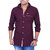 La Milano Brown Button Down Full sleeves Solid/Plain Casual Shirt For Men's