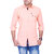 La Milano Peach Button Down Full sleeves Solid/Plain Casual Shirt For Men's