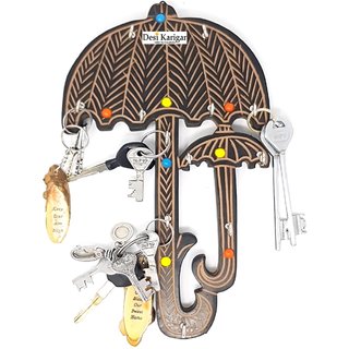 Buy Desi Karigar Antique Hand Carved Wall Decor Key Holder Black