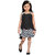 MID AGE Black Georgette Girls Floral Design Top  Skirt