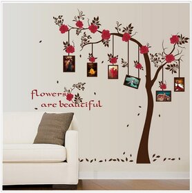 Jaamso Royals 'Red Flowers on Photo Tree' Wall Sticker (60 cm X 90 cm)