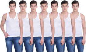 Dollar Bigboss White Plain Pack of 7 Vest for Men