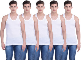 Dollar Bigboss White Plain Pack of 5 Vest for Men