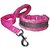 Petshop7 Nylon Dog Collar  Leash with Fur 1.25 Inch- Pink -Large