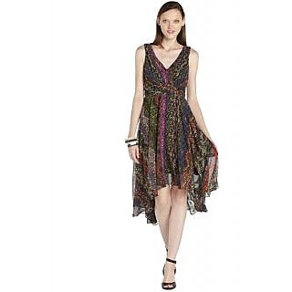 Printed Chiffon Ladies Dress Multicolor