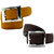 Wholesome Deal womens yellow and dark brown colour non Leatherite pin buckle belt with 1 inches (Pack of Two)