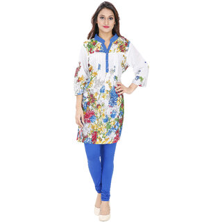 Svt Ada Collections Blue Cotton Floral A-line Midi Dress