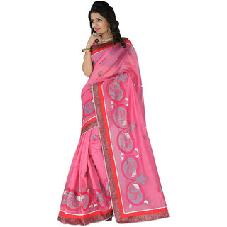                       Connect Shop Multicolor Linen Printed Saree With Blouse                                              