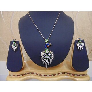                       Peacock Shaped American Diamond Cz Jewellery                                              