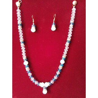                       Pearl Jewellery Crystal Necklace with Beautiful Earrings                                              
