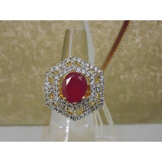                       Ruby Studed American Diamond Cocktail Ring                                              