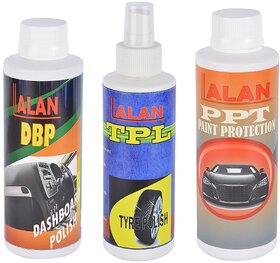 Lalan Car Polish Kit - DASHBOARD POLISH (250 ml) + TYRE POLISH (250 ml) + EXTERIOR / PAINT PROTECTION POLISH  (250 ml)