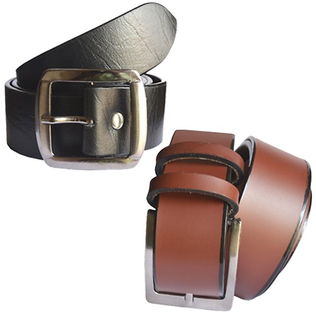 black and brown leather belt