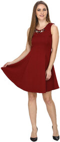 AV Creations fit  flare dress stone embellished around neck ( WINE RED)