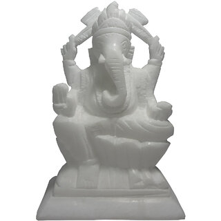                      Avinash Handicrafts White Stone Ganesh idol 4.5