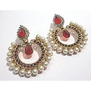 Maroon stone pearl polki earrings Maroon stone pearl polki earrings