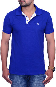 La Milano Blue Polo Neck Half Sleeve T-Shirt for Men