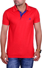 La Milano Red Polo Neck Half Sleeve T-Shirt for Men