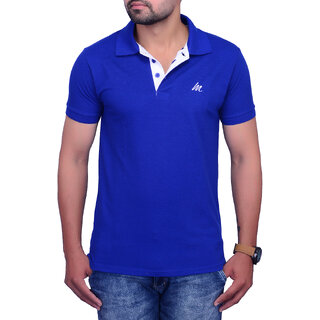 La Milano Blue Polo Neck Half Sleeve T-Shirt for Men
